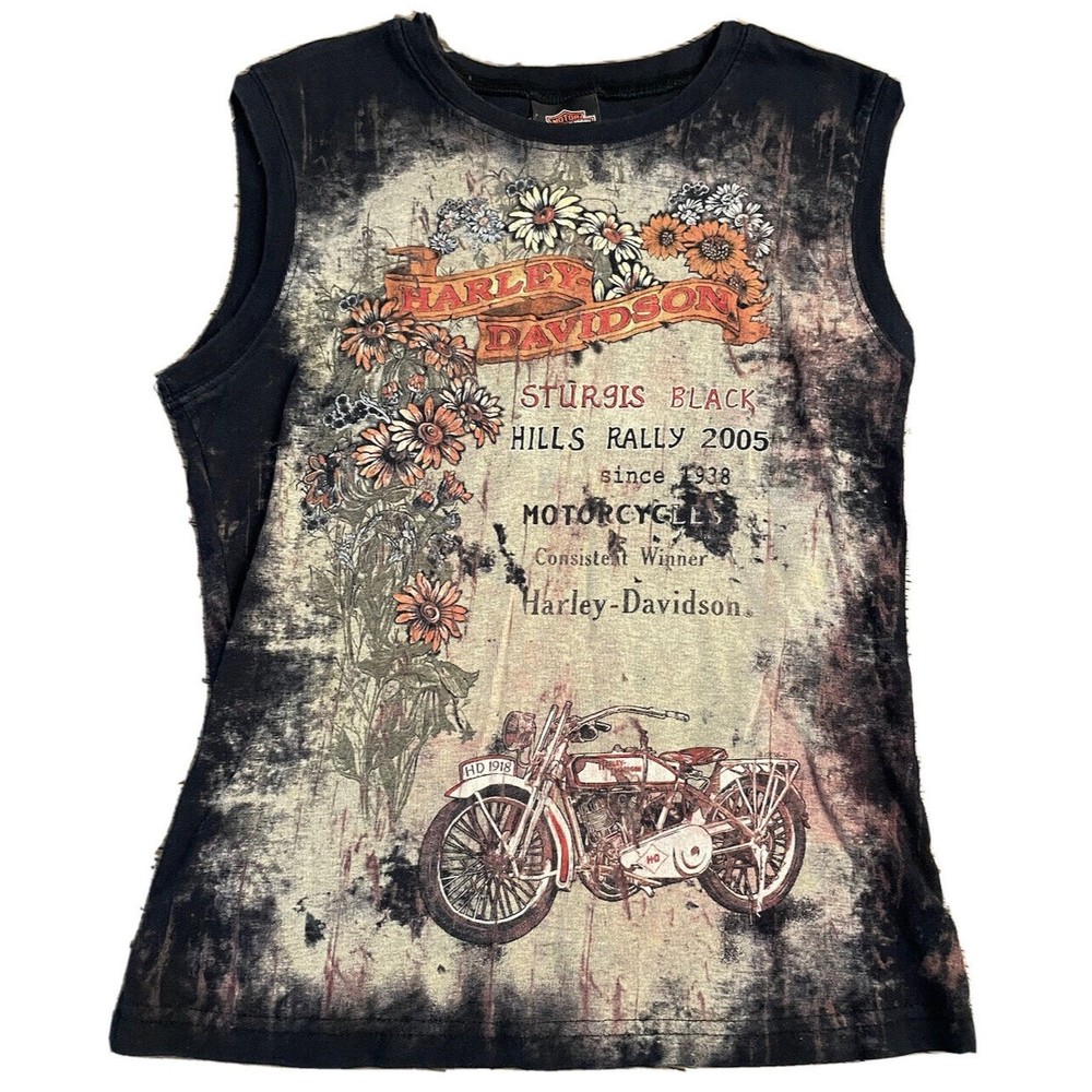 2005 Harley Davidson Graphic tee Womens Large Rare HTF Black sleeveless